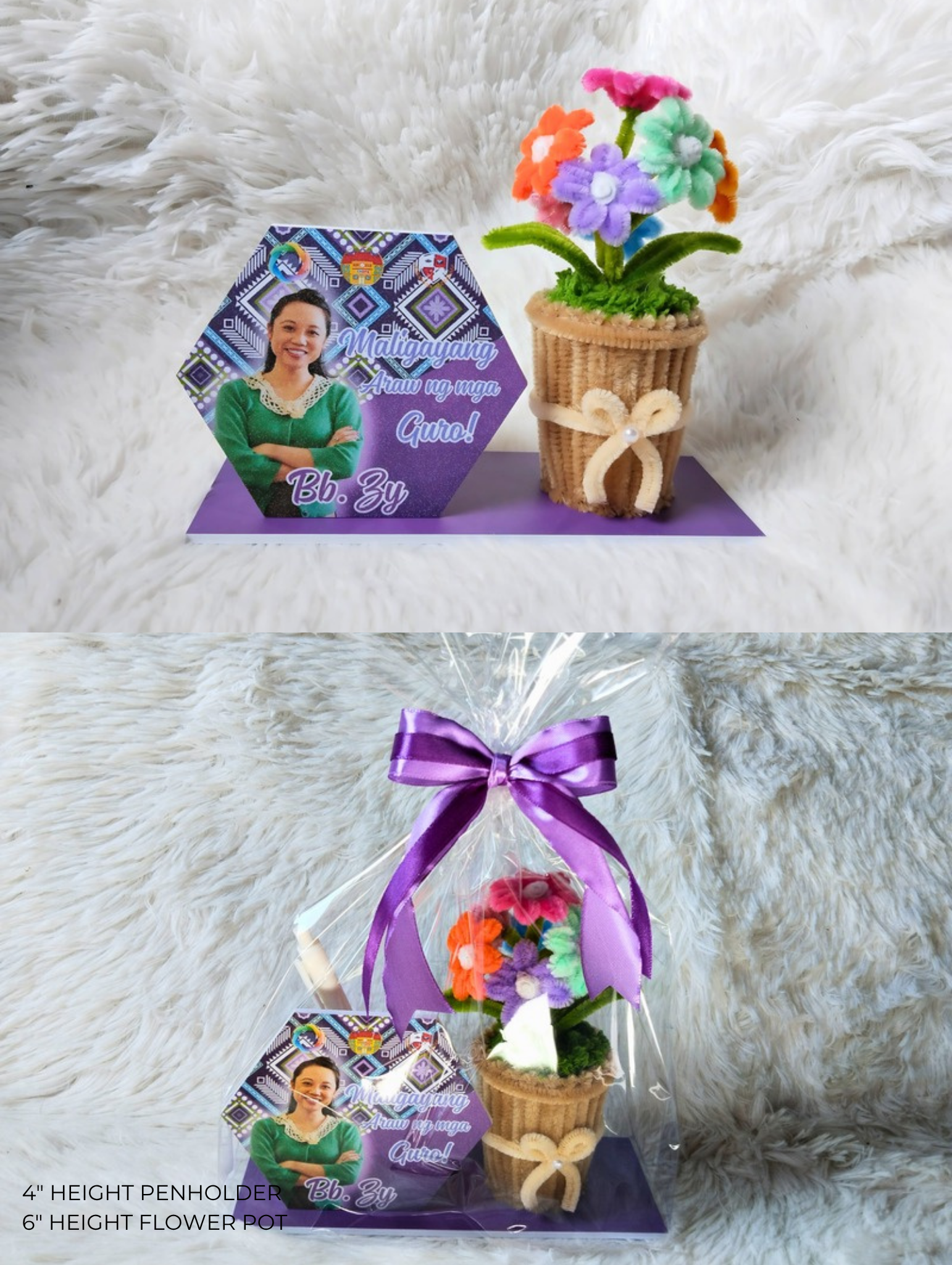 Customized Penholder with Fuzzy wired-flowerd