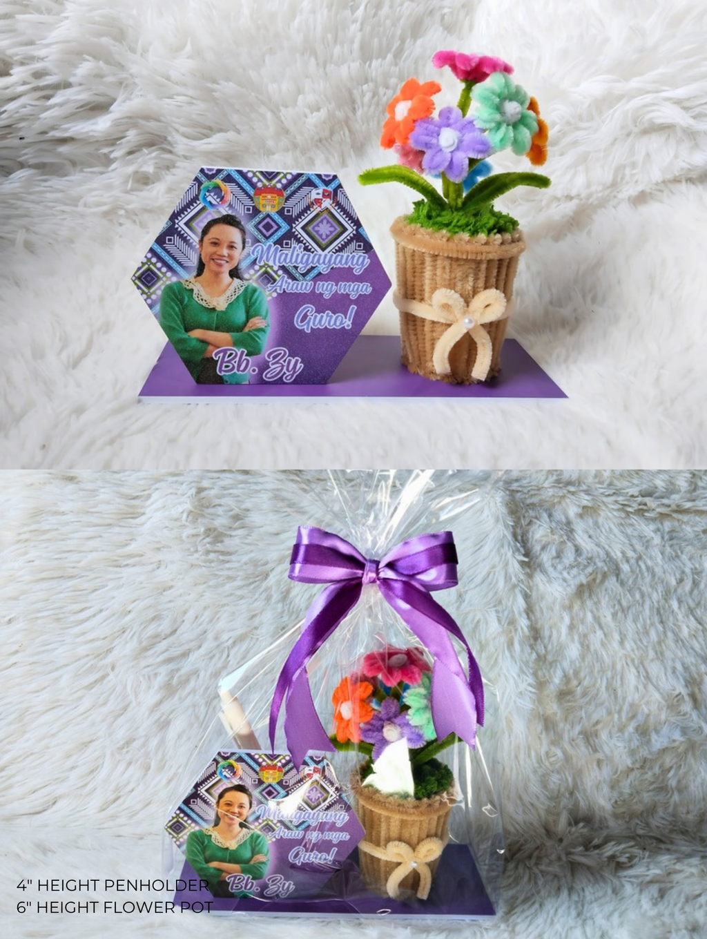 Customized Penholder with Fuzzy wired-flowerd